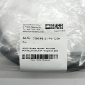 Murr Elektronik 2m Female MQ15-X-Power to Unterminated Cable 7000-P8121-P010200