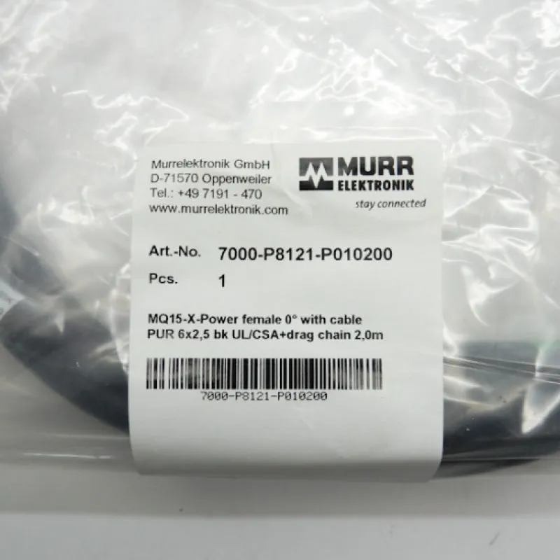 Murr Elektronik 2m Female MQ15-X-Power to Unterminated Cable 7000-P8121-P010200