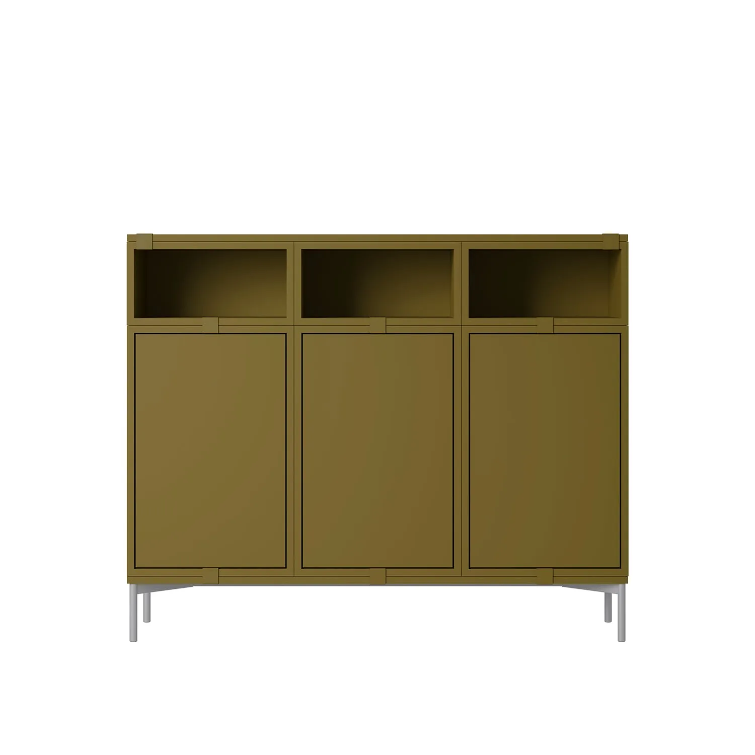 muuto | stacked storage system | podium with tube base 131cm | brown green   grey