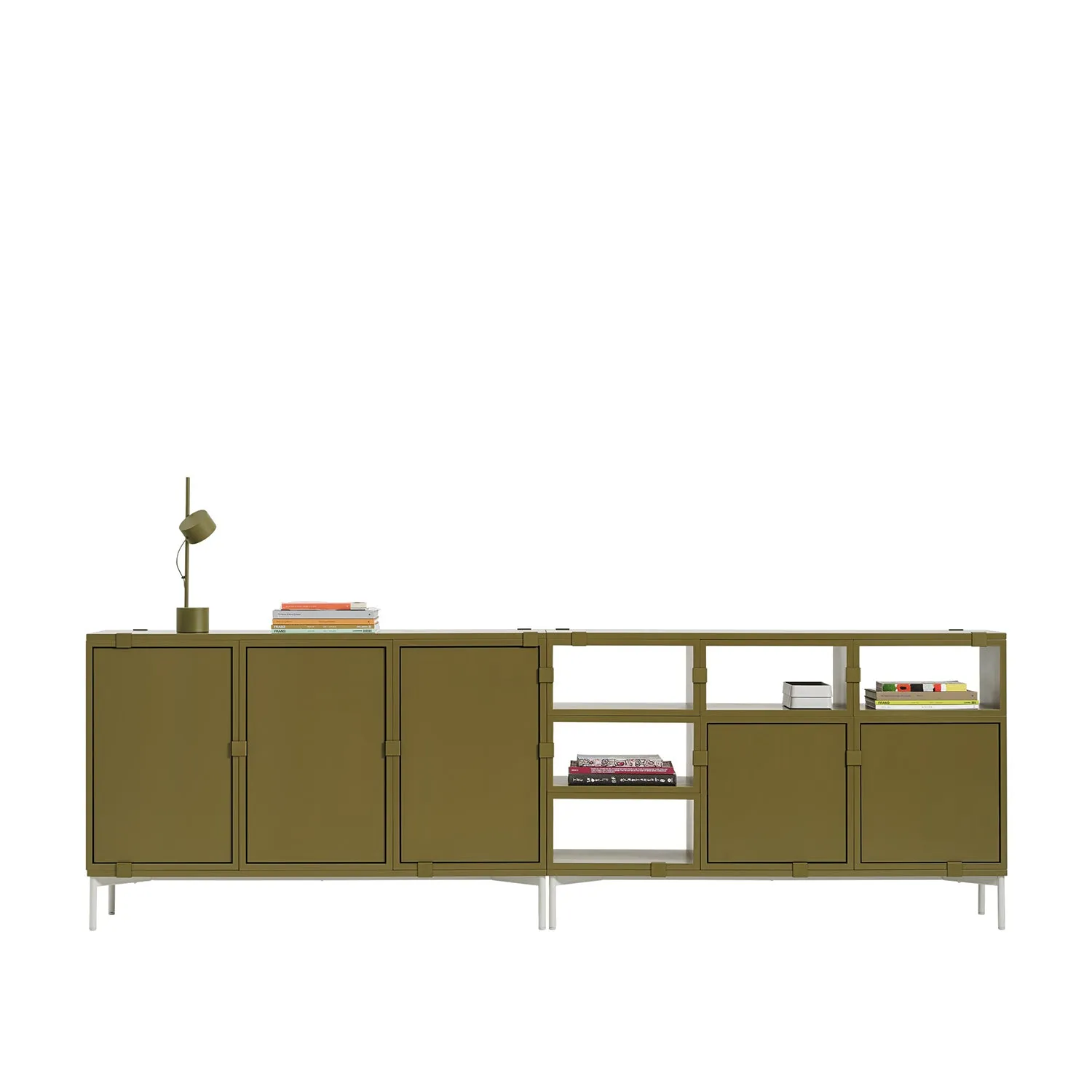 muuto | stacked storage system | podium with tube base 131cm | brown green   grey
