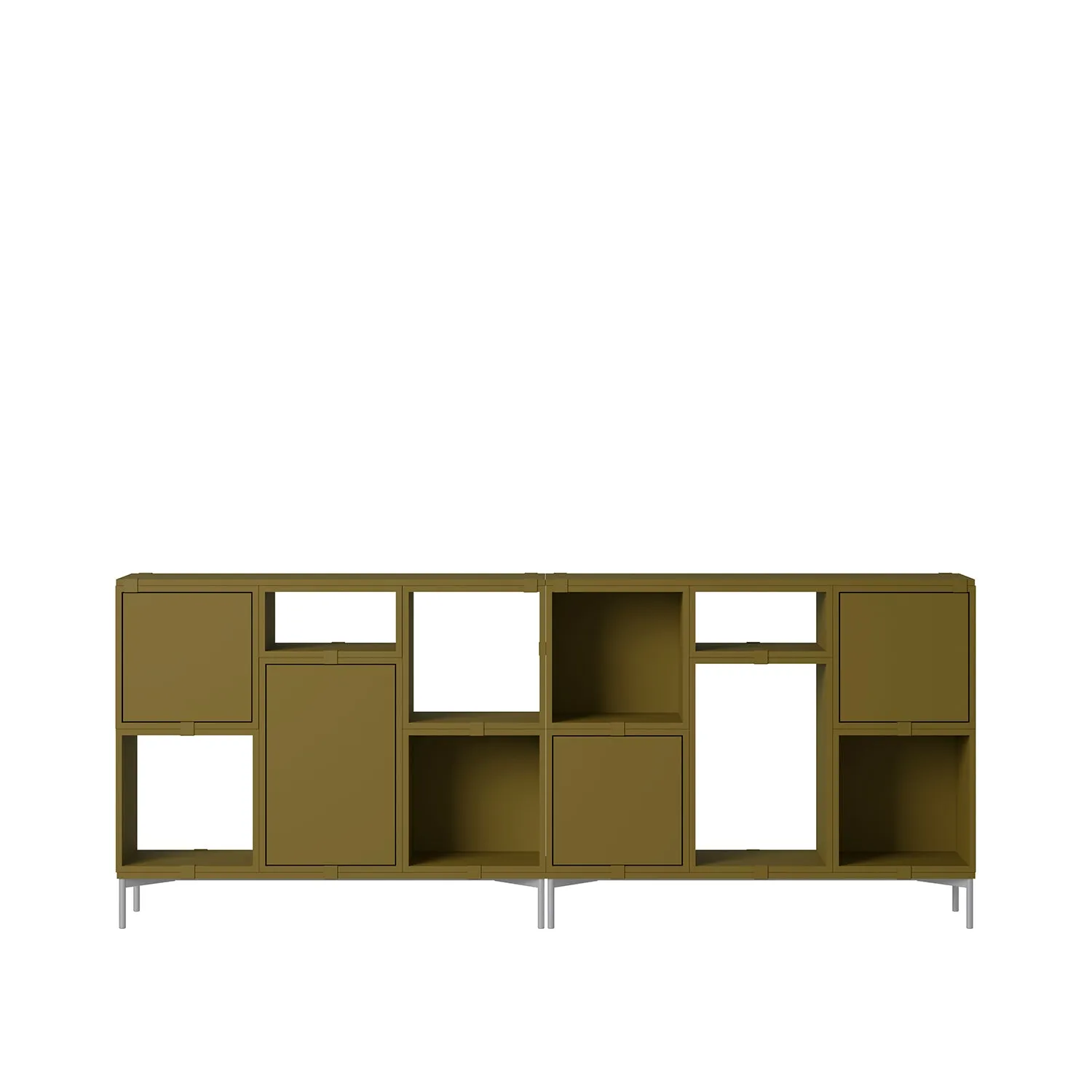 muuto | stacked storage system | podium with tube base 131cm | brown green   grey