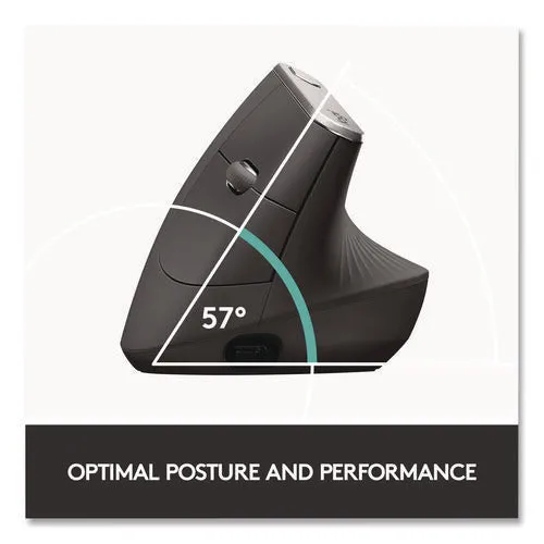 Mx Vertical Advanced Ergonomic Mouse, 2.4 Ghz Frequency/33 Ft Wireless Range, Left/right Hand Use, Graphite