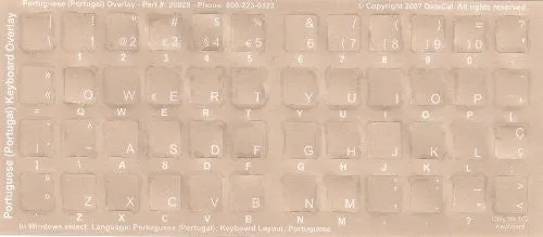 Portuguese Transparent Keyboard Stickers White