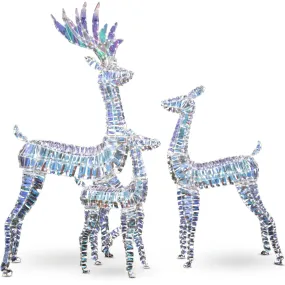 premium 4-Piece Christmas Decoration Set, Pre-lit Artificial Christmas Tree Garland Wreath 4FT Xmas Trees 4-Piece Set, Outdoor Christmas Tree for Porch, Entrance, Holiday Decor Christmas Light Up Reindeer Set of 3
