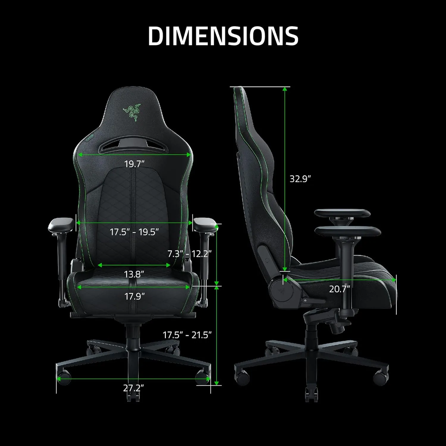 Razer Enki Gaming Chair for All-Day Comfort | Built-in Lumbar Arch | Synthetic Leather | Reactive Seat Tilt