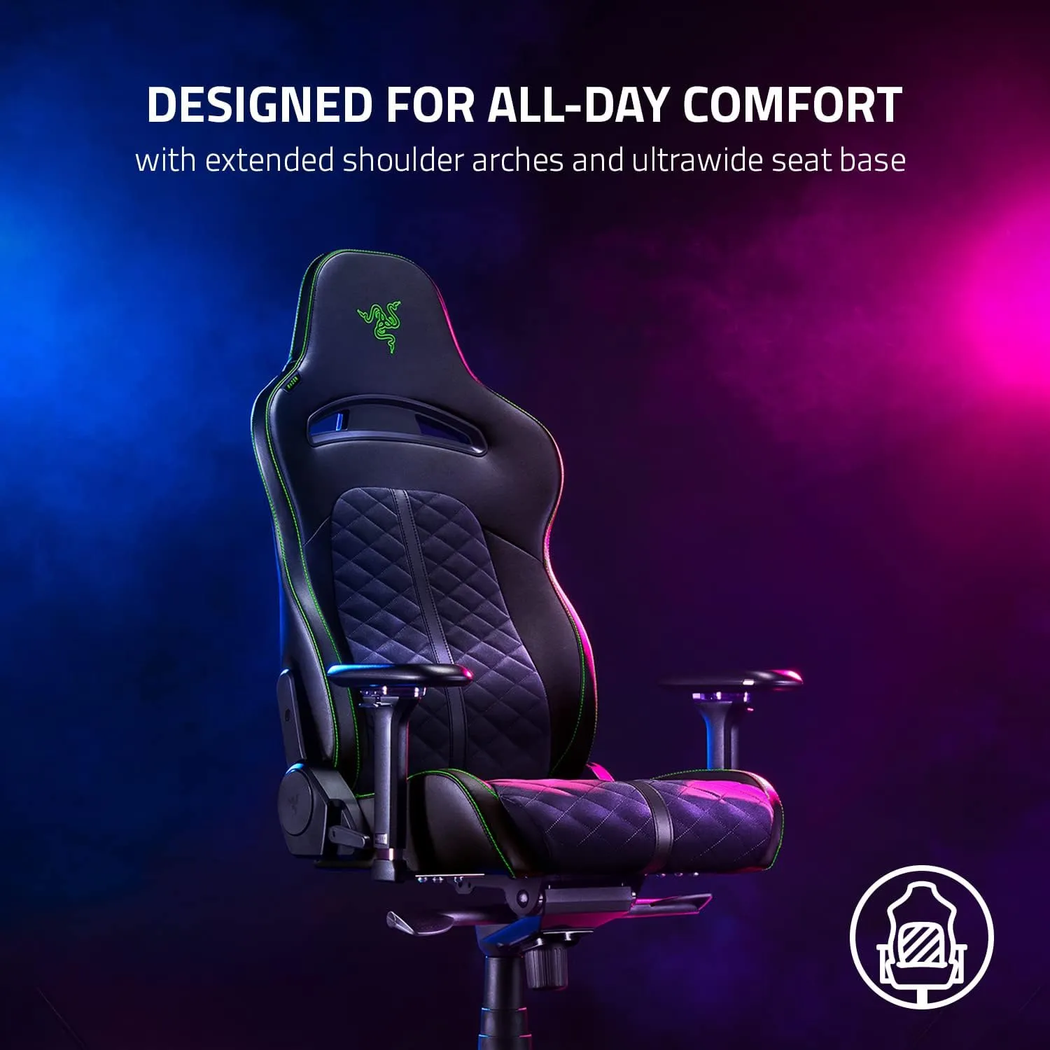 Razer Enki Gaming Chair for All-Day Comfort | Built-in Lumbar Arch | Synthetic Leather | Reactive Seat Tilt