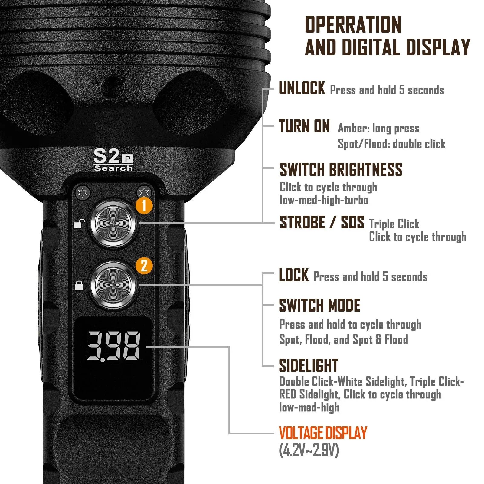 S2 10000 lumens Search Flashlight