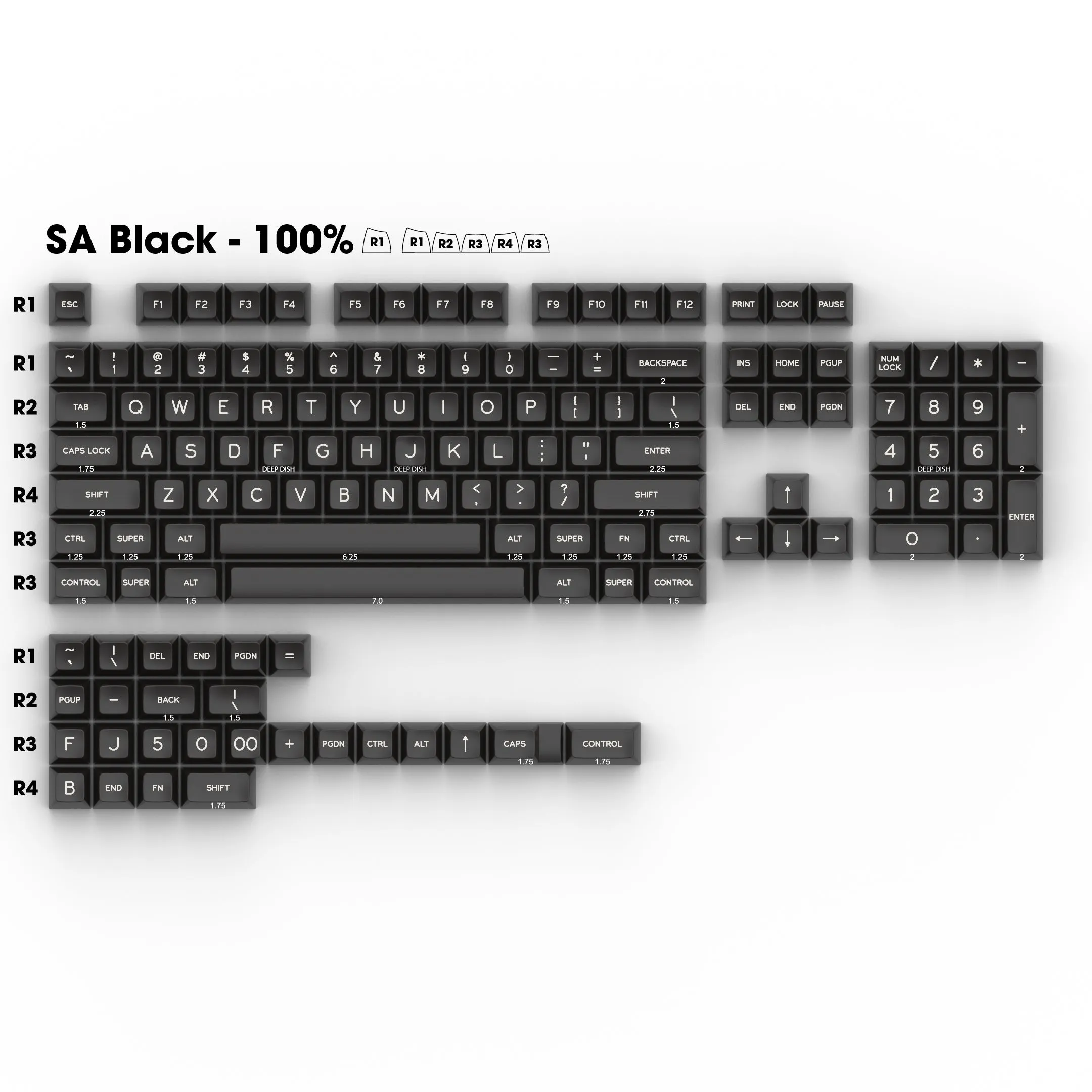 SA White on Black (WoB) - Single Keycaps