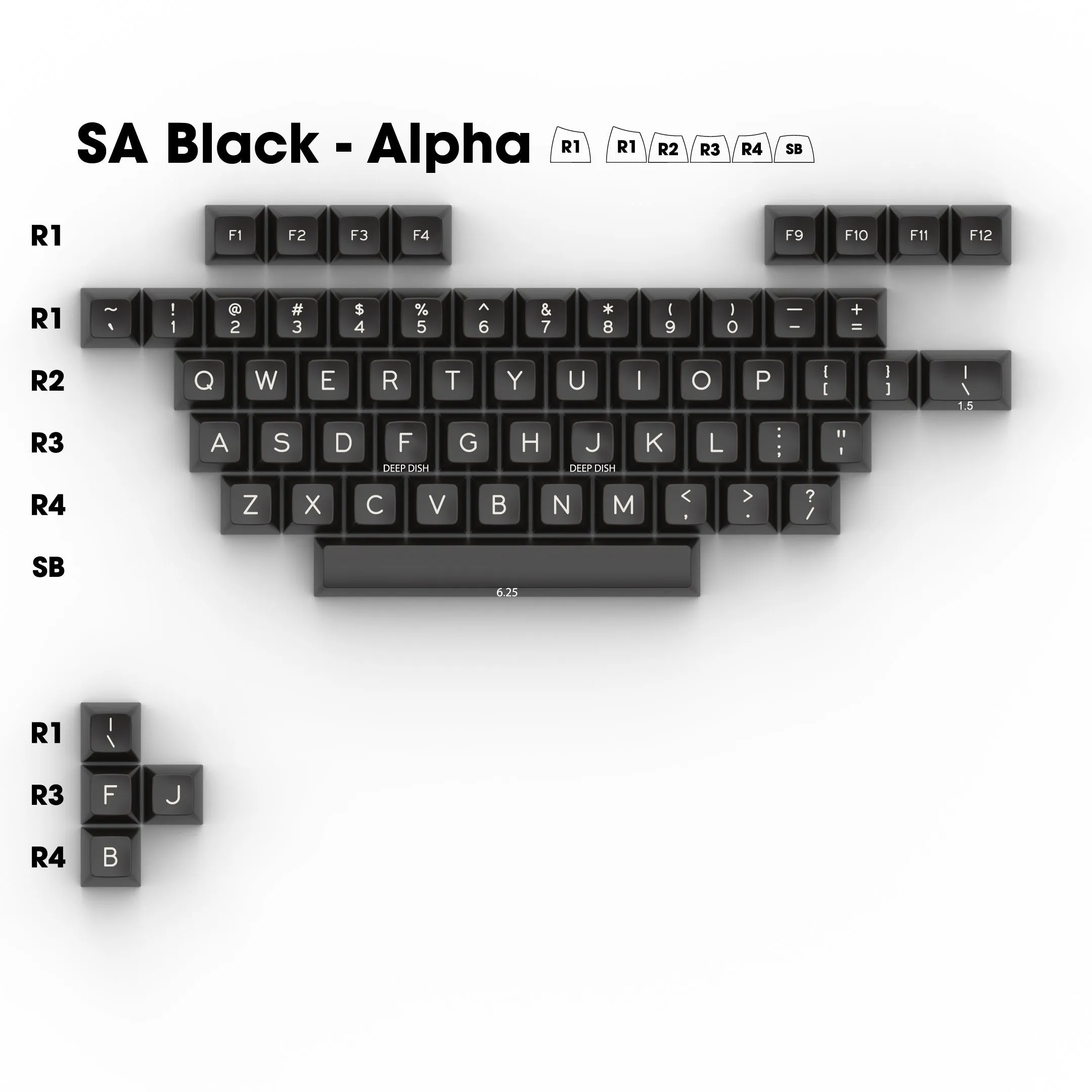 SA White on Black (WoB) - Single Keycaps