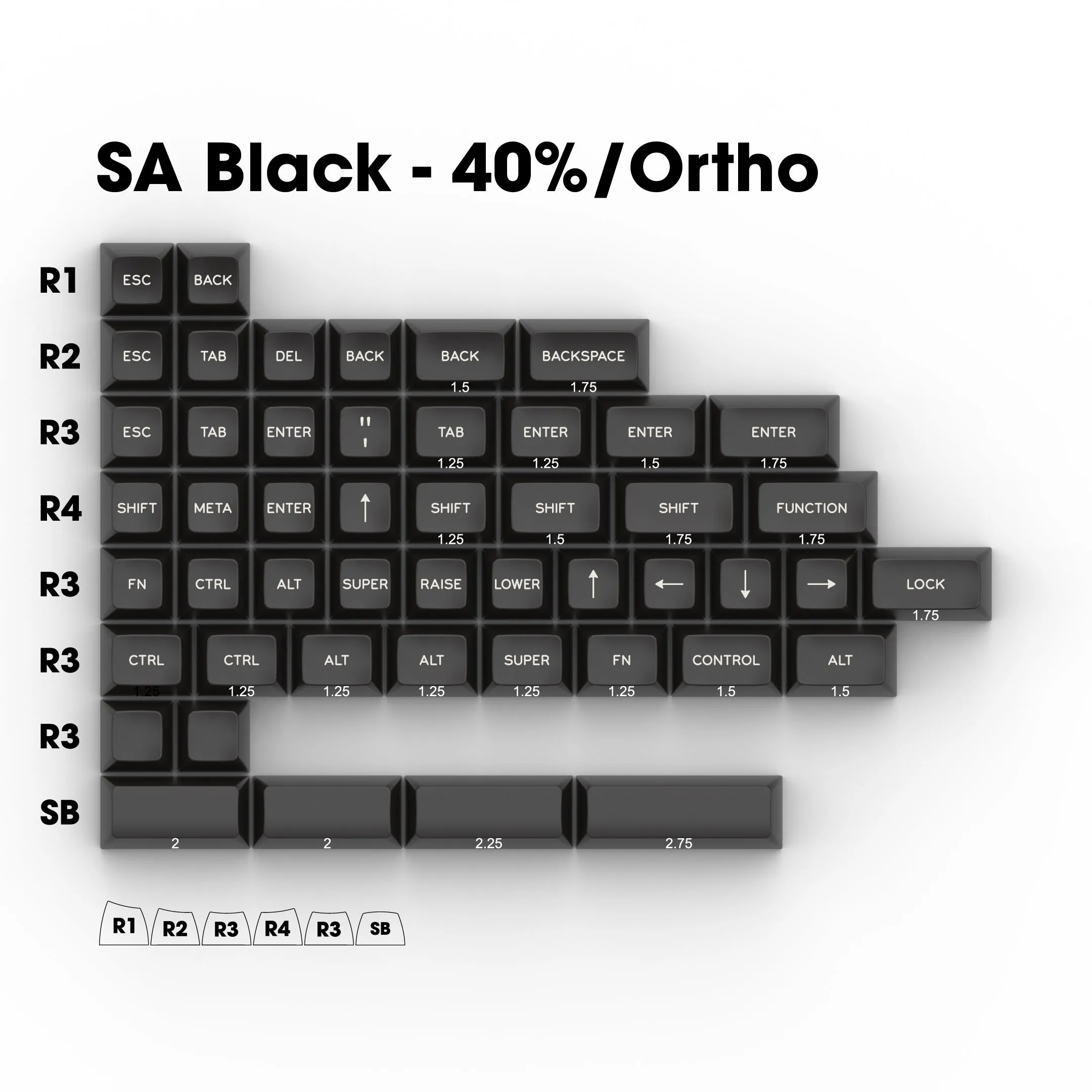 SA White on Black (WoB) - Single Keycaps