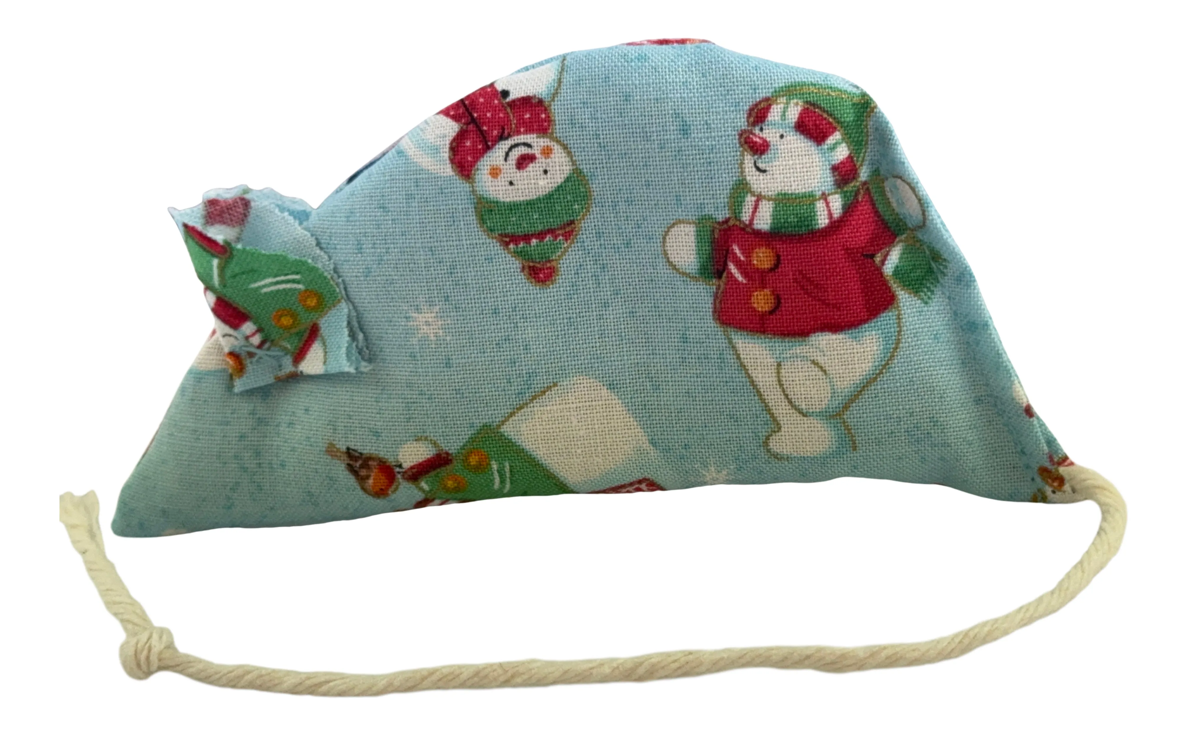 Snowman Pack of 2 Catnip Mice - Red and Blue