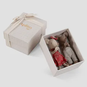 Soft Toy for Baby & Kids | Mouse Set | Brown & Beige