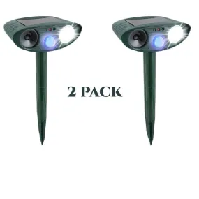 Solar Powered Ultrasonic Outdoor Animal Repeller - PACK OF 2