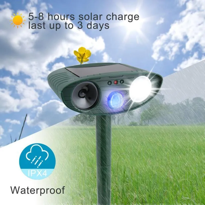 Solar Powered Ultrasonic Outdoor Animal Repeller - PACK OF 6