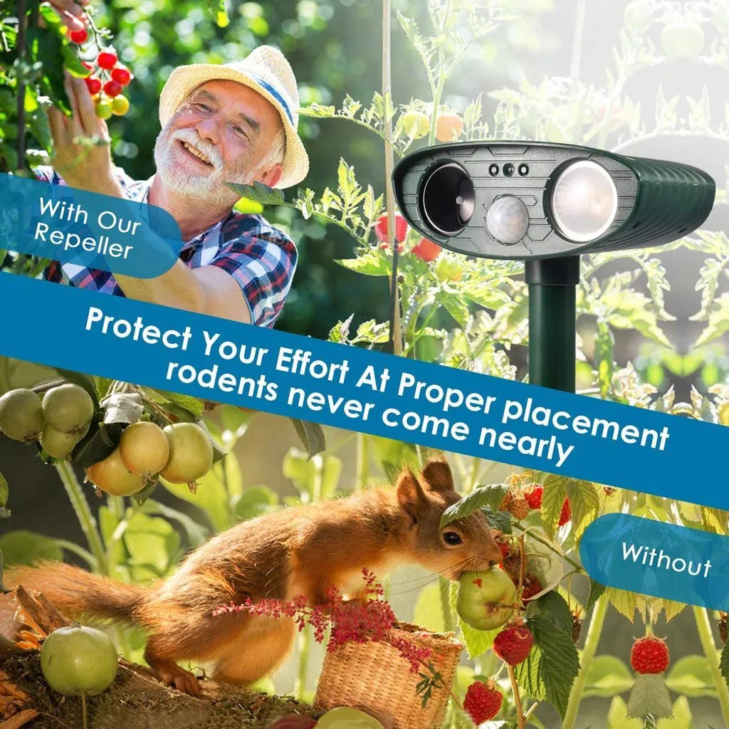 Solar Powered Ultrasonic Outdoor Animal Repeller - PACK OF 6