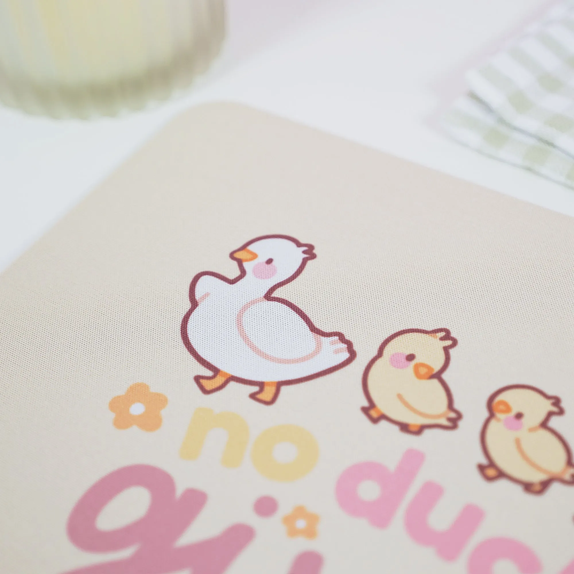 Spring Ducks and Daffodils: Satsuma, Mother Duck & Katnipp Ducklings Mouse Pad - 'No Ducks Given'