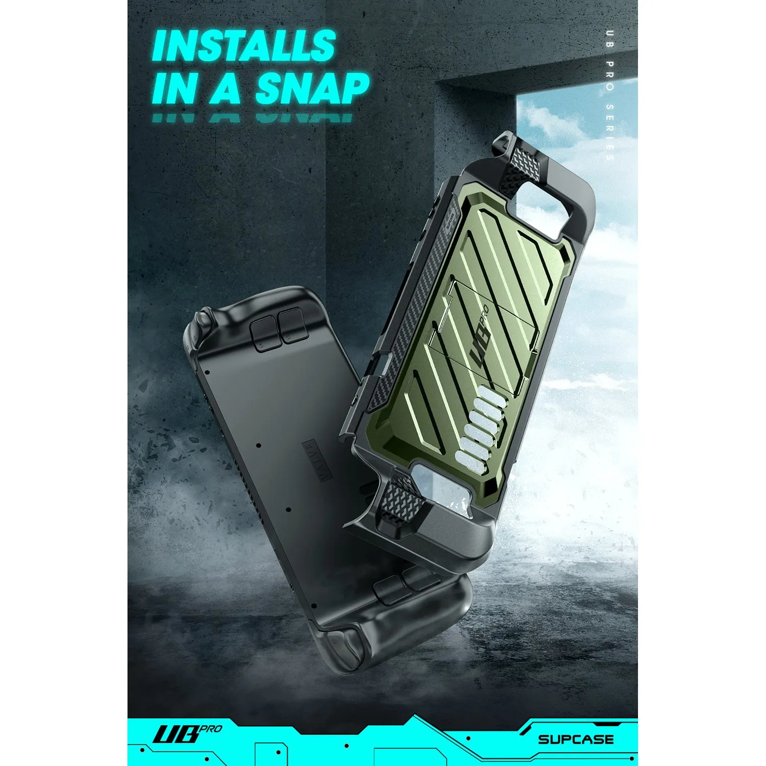 Steam Deck Unicorn Beetle PRO Rugged Kickstand Case-Metallic Green