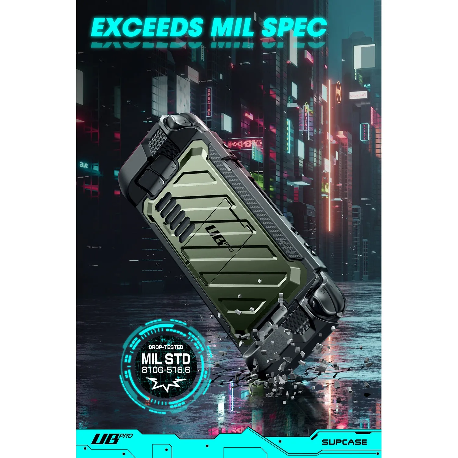 Steam Deck Unicorn Beetle PRO Rugged Kickstand Case-Metallic Green