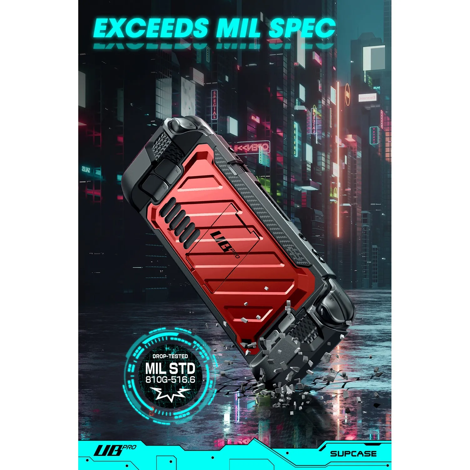 Steam Deck Unicorn Beetle PRO Rugged Kickstand Case-Metallic Red