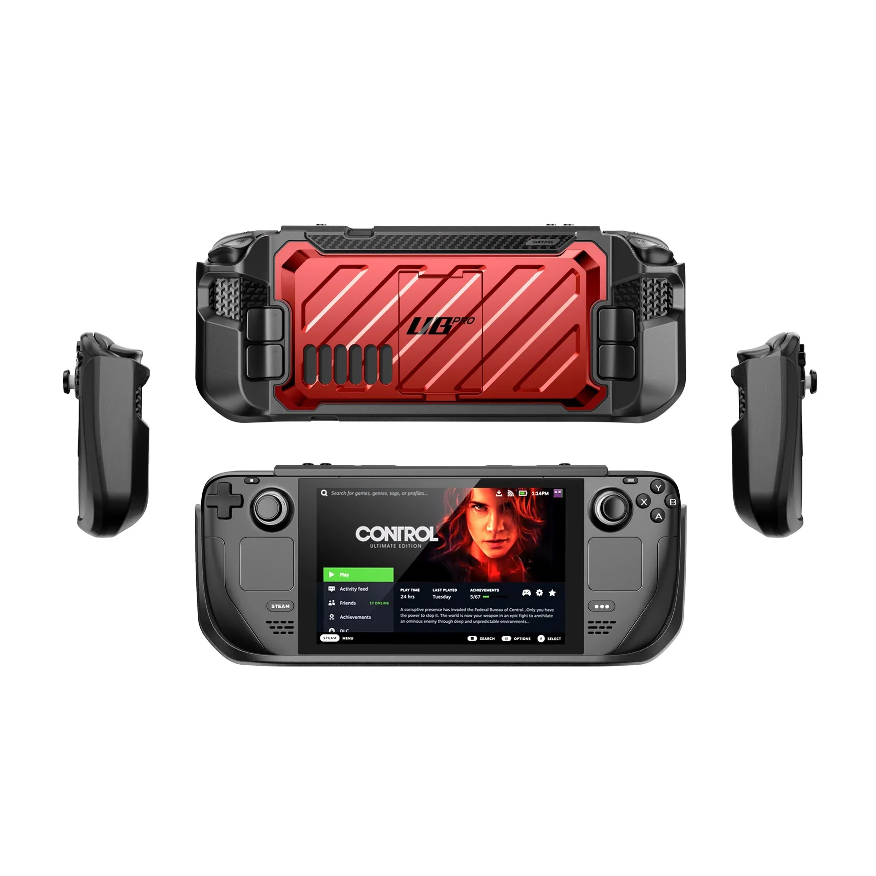 Steam Deck Unicorn Beetle PRO Rugged Kickstand Case-Metallic Red