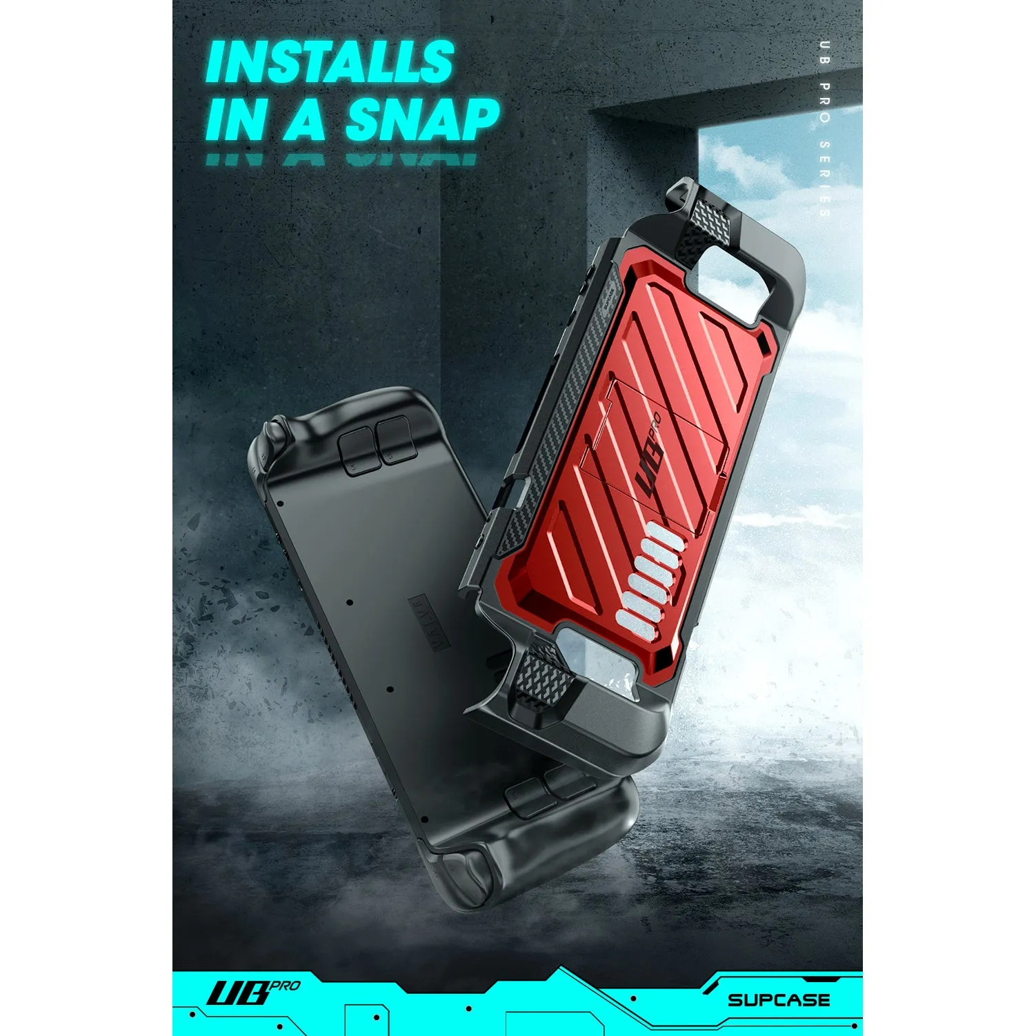Steam Deck Unicorn Beetle PRO Rugged Kickstand Case-Metallic Red