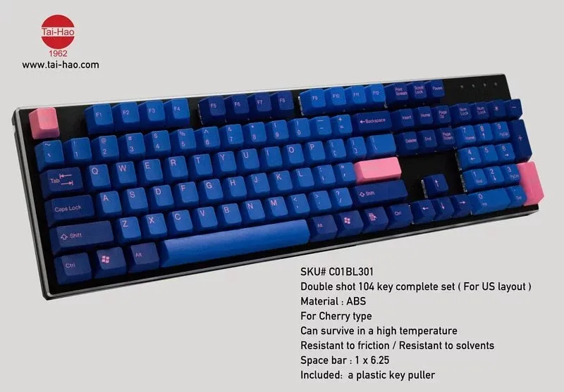 Tai-Hao Blue & Pink ABS Keycap Set