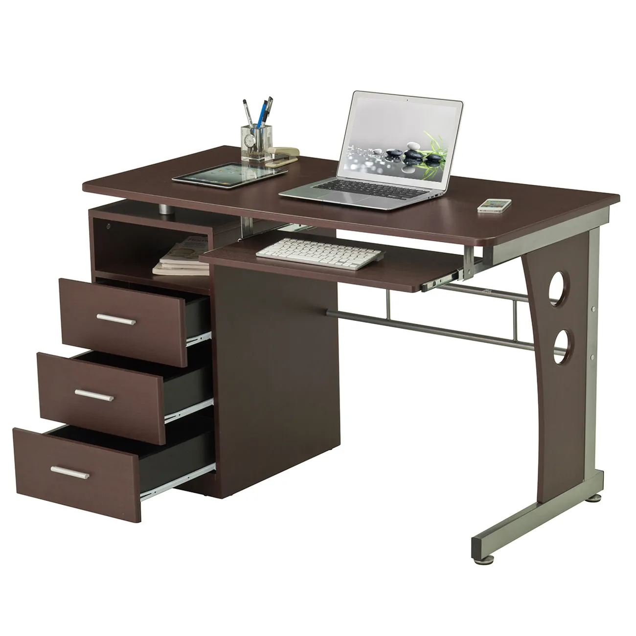 Tech Max Desk With Ample Storage - Chocolate