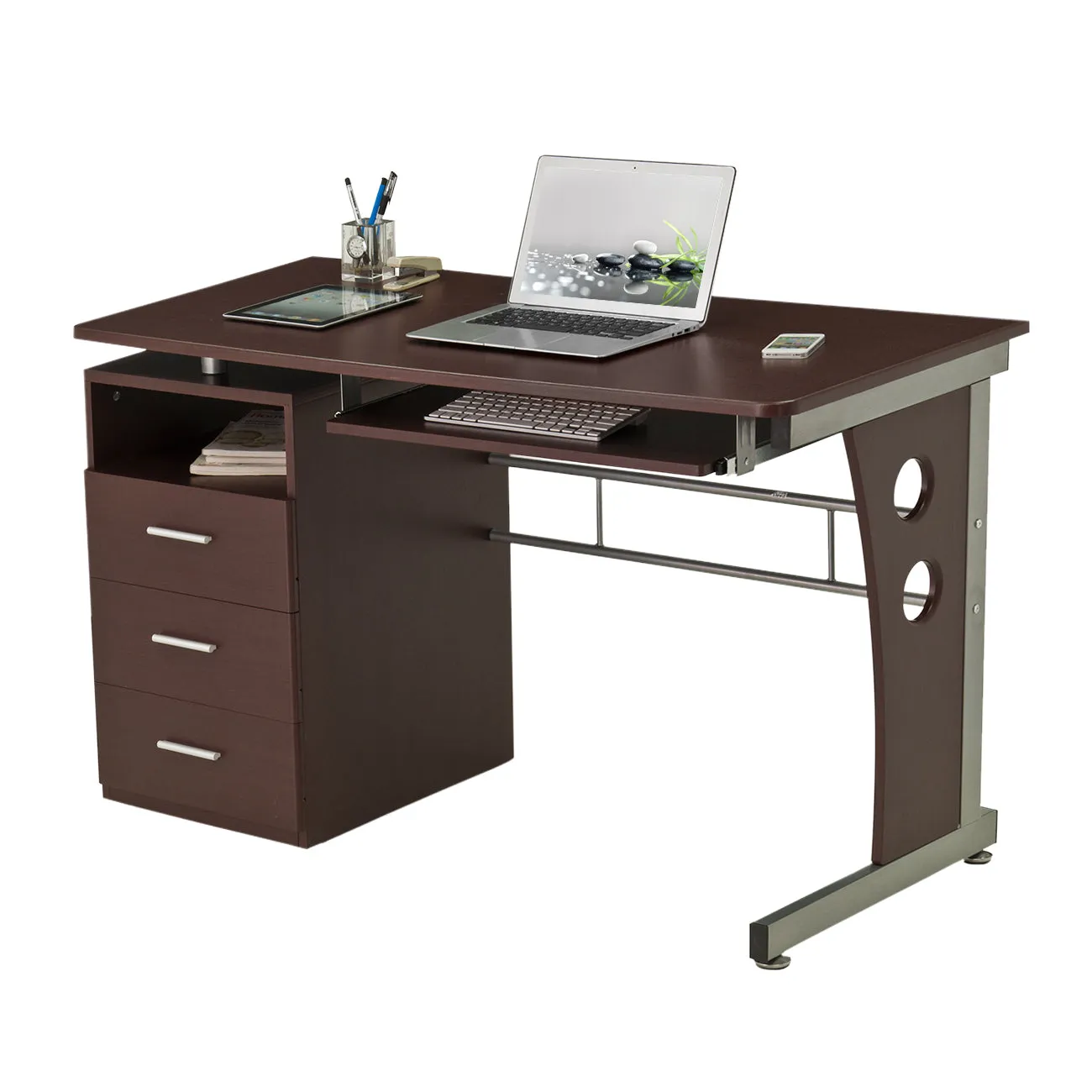 Tech Max Desk With Ample Storage - Chocolate