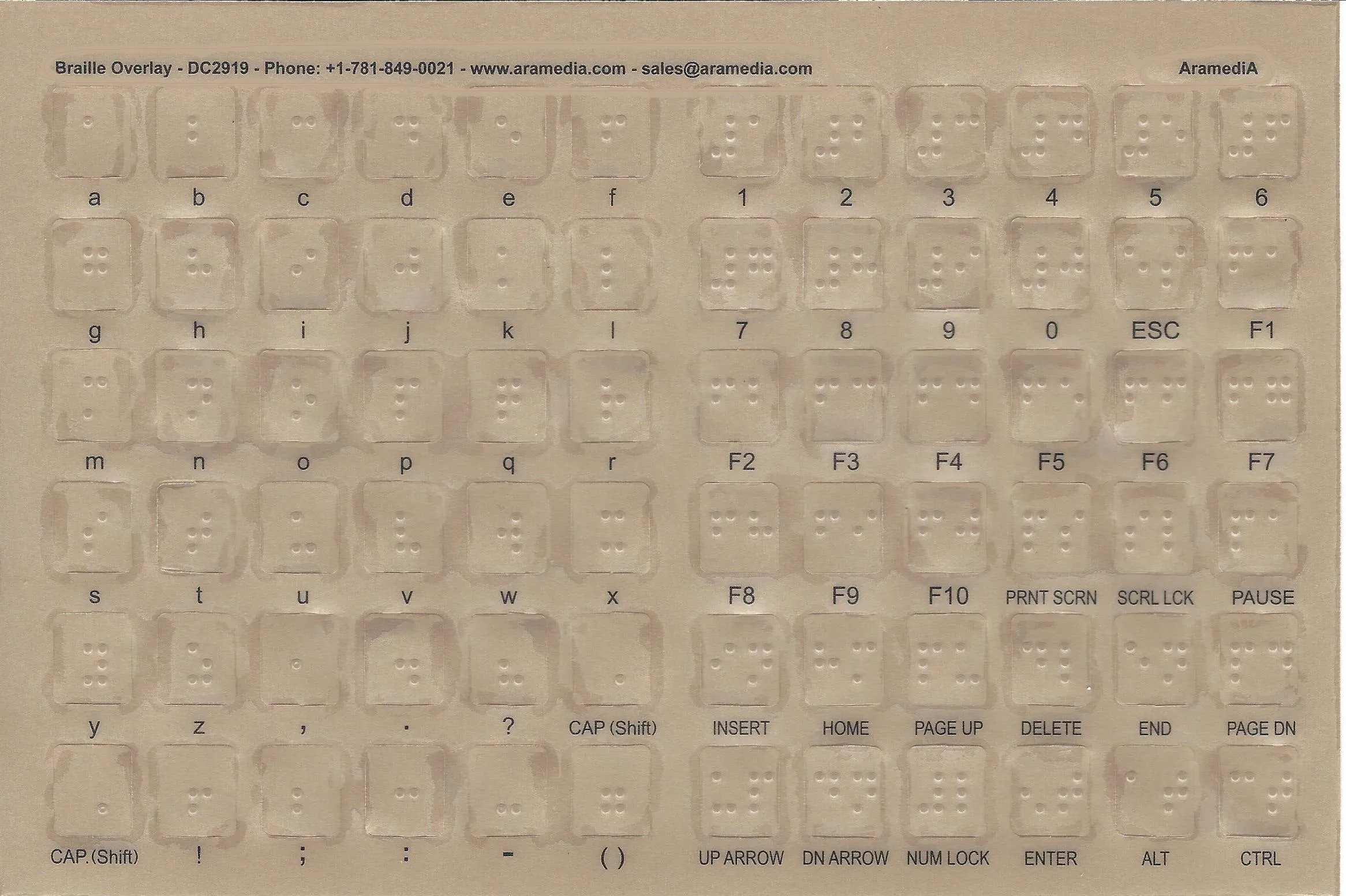 Transparent Braille Computer Keyboard Overlays Stickers for the Blind and Visually Impaired