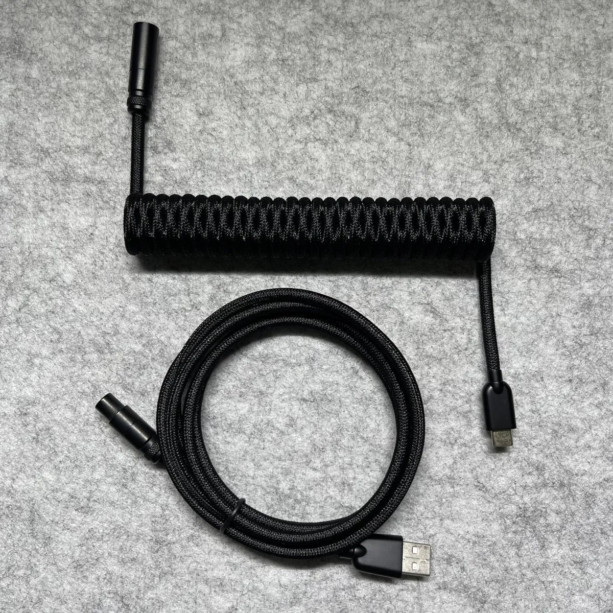 Triple Black Mini XLR Mechanical Keyboard Coiled Cable