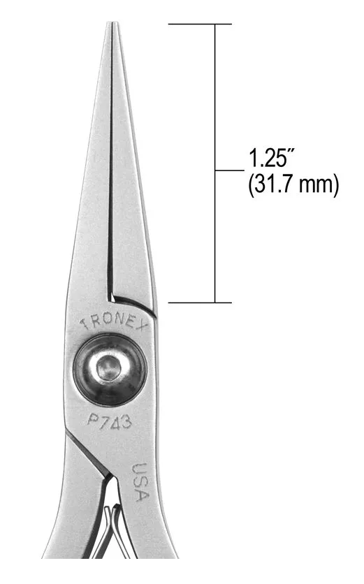 Tronex P743 Long, Thin Flat Nose Pliers with Long, Smooth Jaw & Long Ergonomic Handles, 6.40" OAL