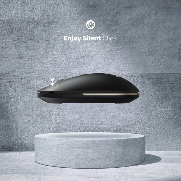 VictSing 2.4G Slim Wireless Mouse – Silent, Noiseless Computer Mouse with Quiet Click, Mini Optical Portable Travel Cordless Mice with 5 Level Adjustable DPI Black Gold