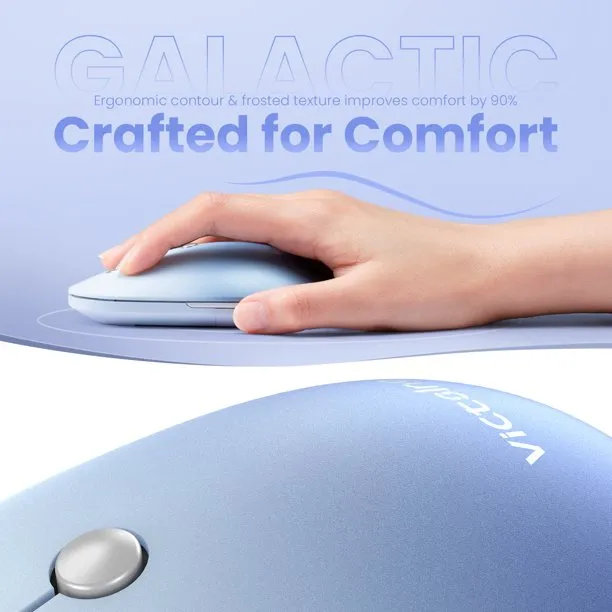VictSing 2.4G Slim Wireless Mouse – Silent, Noiseless Computer Mouse with Quiet Click, Mini Optical Portable Travel Cordless Mice with 5 Level Adjustable DPI Purple