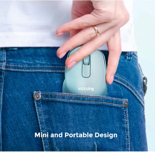 VicTsing Mini Ergonomic Wireless Mouse, Mint Green