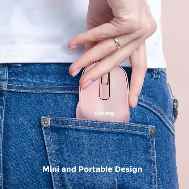 VicTsing Mini Ergonomic Wireless Mouse, Pink