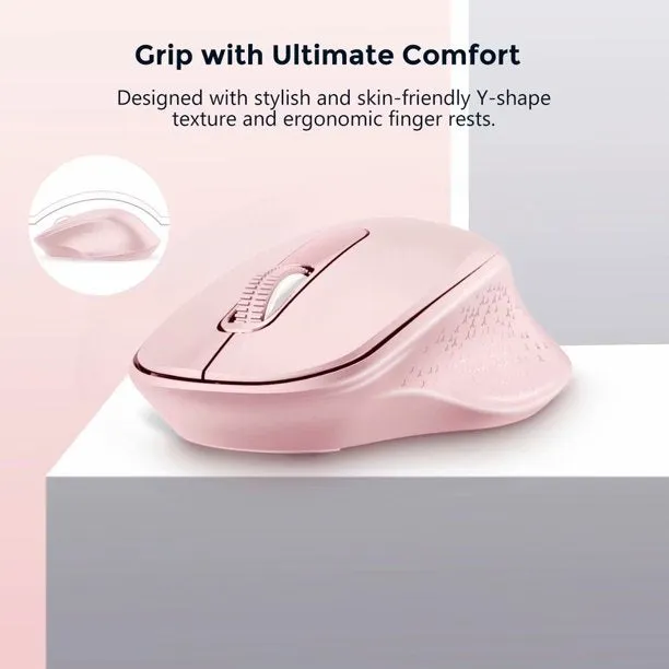 VicTsing Mini Ergonomic Wireless Mouse, Pink