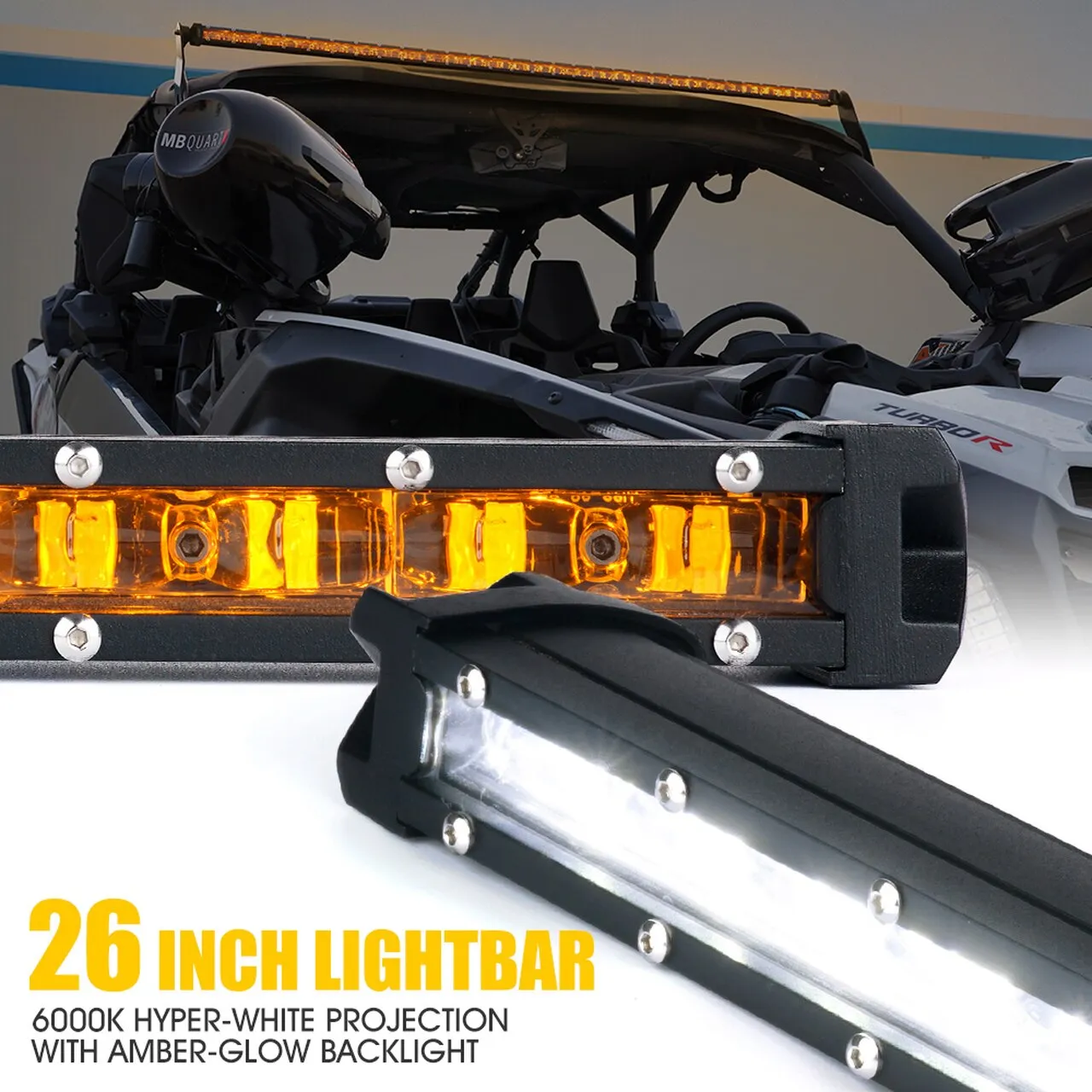 Xprite C6 Sunrise Series Single Row Spot Light Bar with Amber Back Light