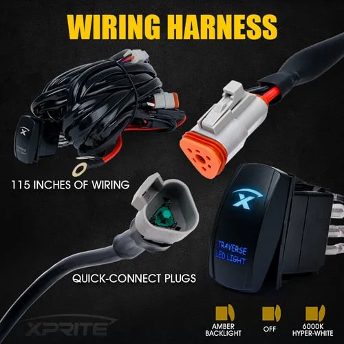 Xprite C6 Sunrise Series Single Row Spot Light Bar with Amber Back Light