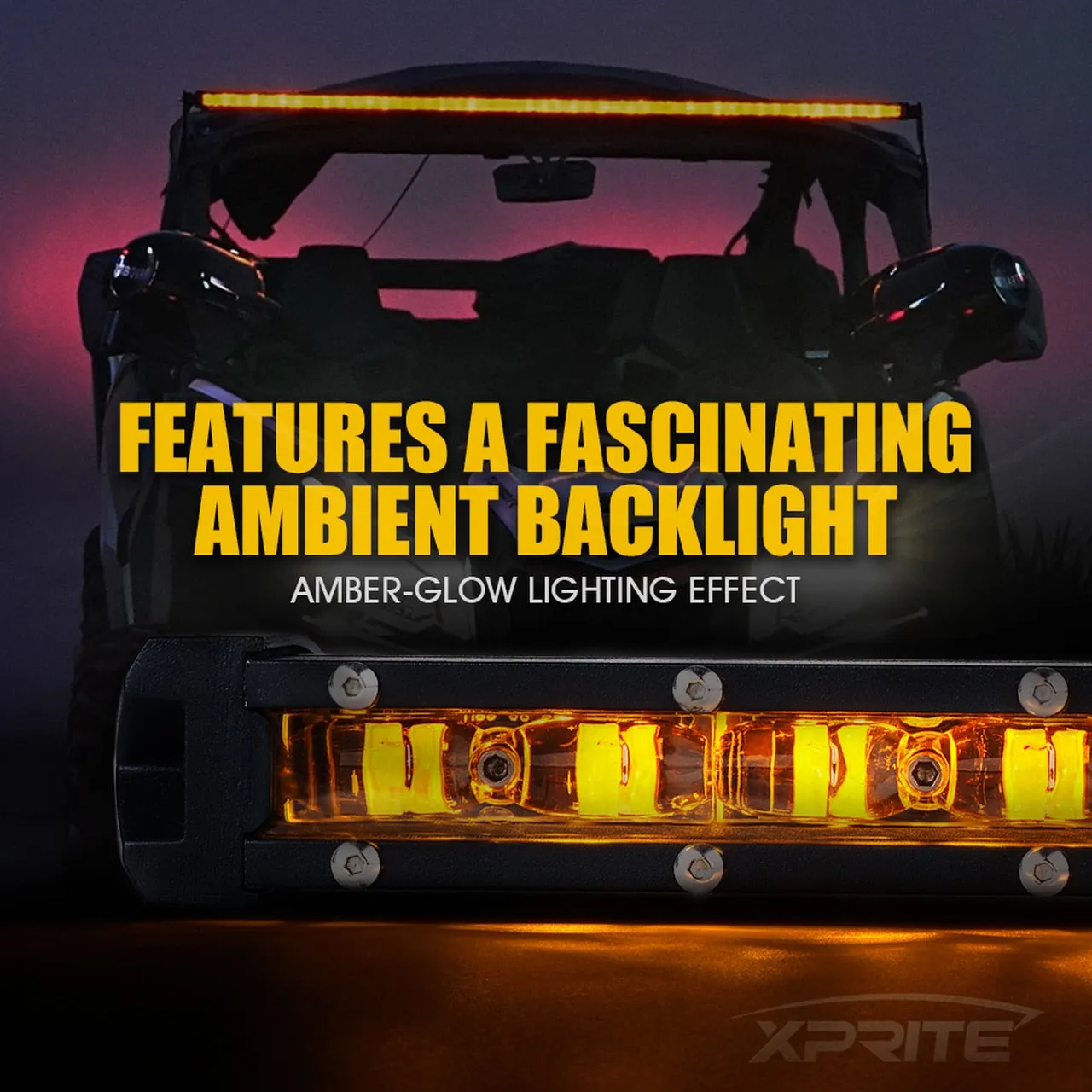 Xprite C6 Sunrise Series Single Row Spot Light Bar with Amber Back Light
