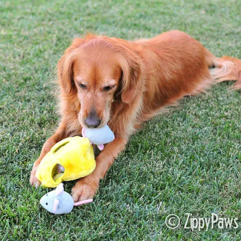 ZippyPaws Burrow Mice 'n Cheese Dog Toy